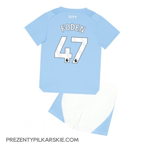 Stroje piłkarskie Manchester City Phil Foden #47 Koszulka Podstawowej dla dzieci 2023-24 Krótki Rękaw (+ szorty)